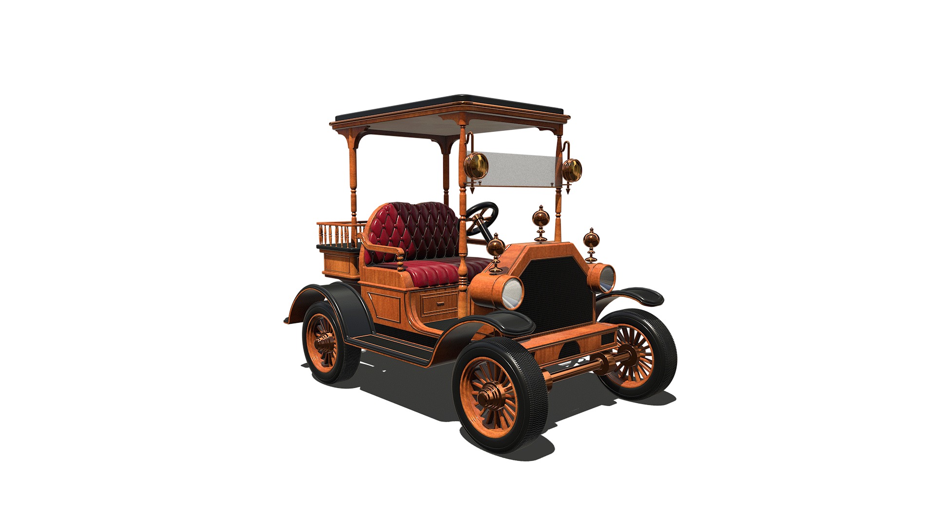 Golf Cart Low-poly 3D model_3