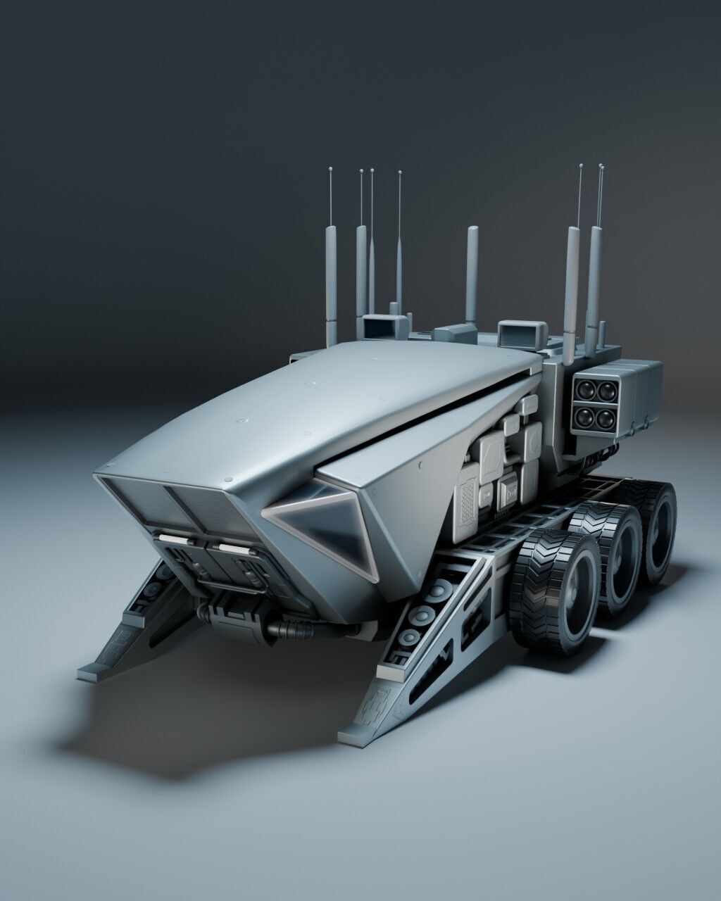 Specter MK V  Autonomous Recon War Rig Warfare Vehicle Low-poly 3D model_2