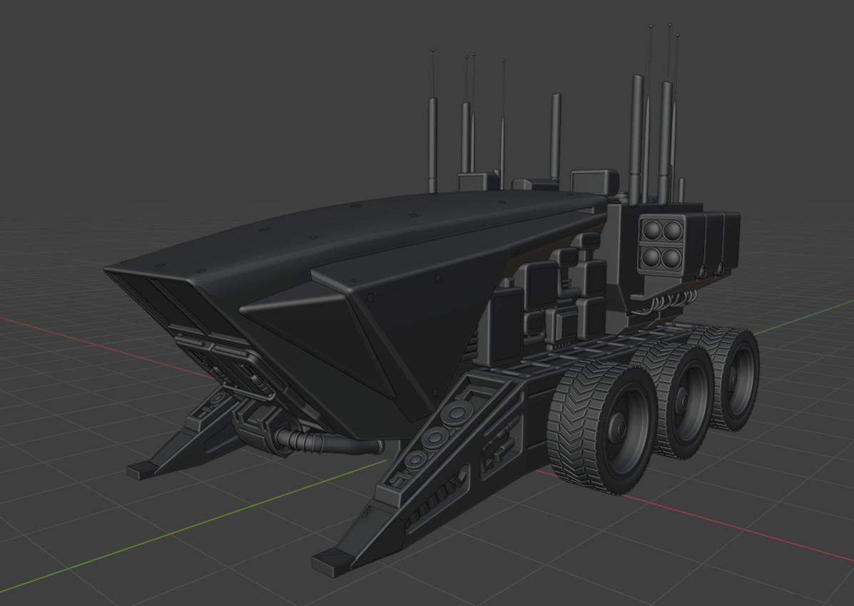 Specter MK V  Autonomous Recon War Rig Warfare Vehicle Low-poly 3D model_11