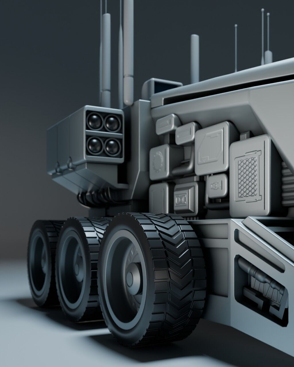 Specter MK V  Autonomous Recon War Rig Warfare Vehicle Low-poly 3D model_7