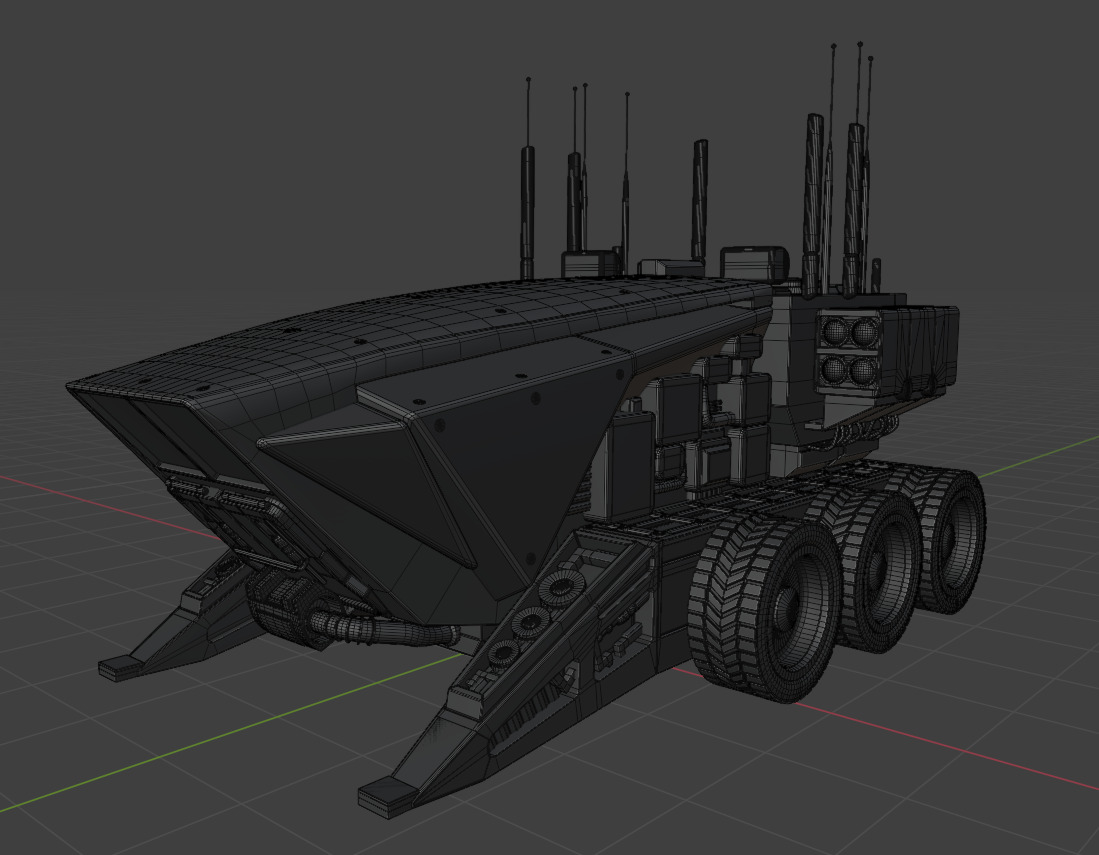 Specter MK V  Autonomous Recon War Rig Warfare Vehicle Low-poly 3D model_10