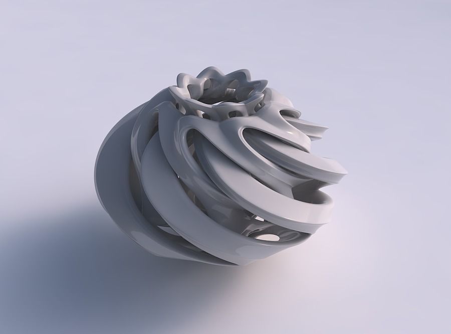 Vase spherical with intersection through cuts twisted and squ... 3D print model_0