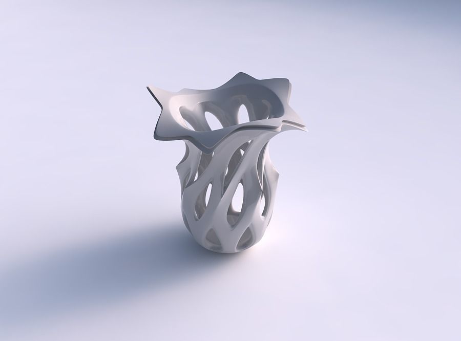 Vase spherical with smooth cuts and spikes in the middle stre... 3D print model_0