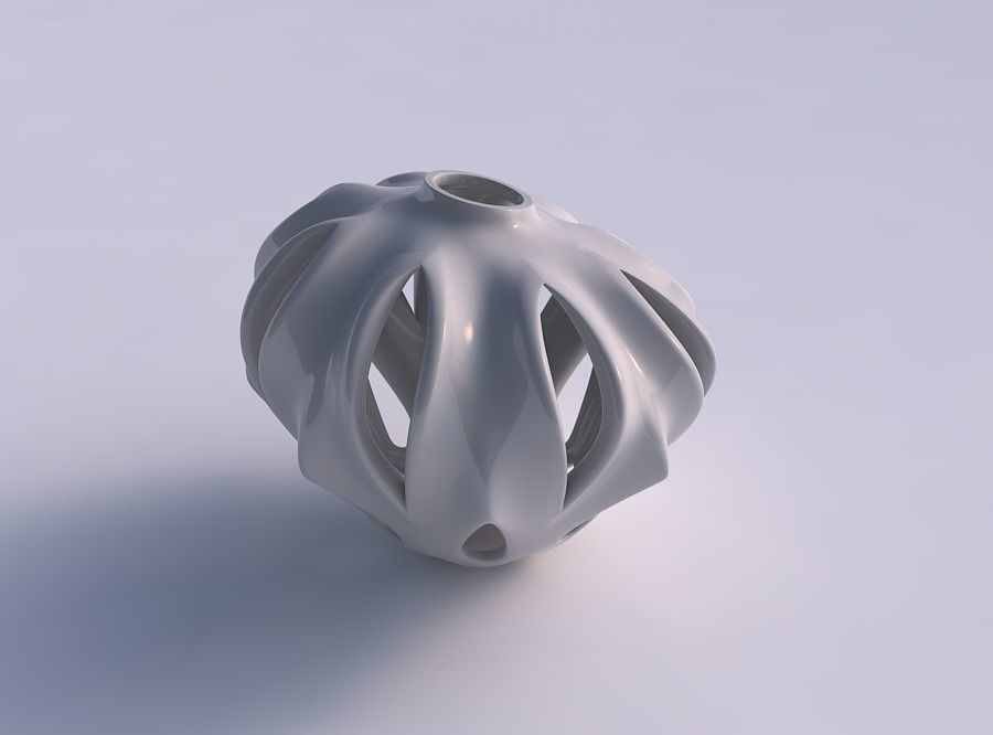 Vase spherical with smooth cuts and extruded neck squeezed wi... 3D print model_0