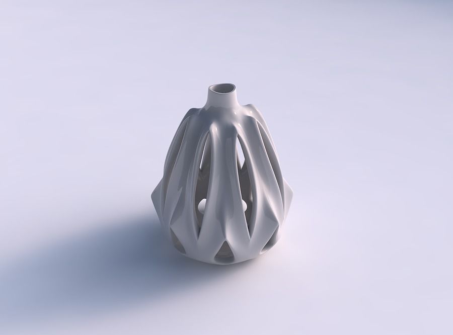 Vase spherical with smooth cuts and extruded neck streched top 3D print model_0