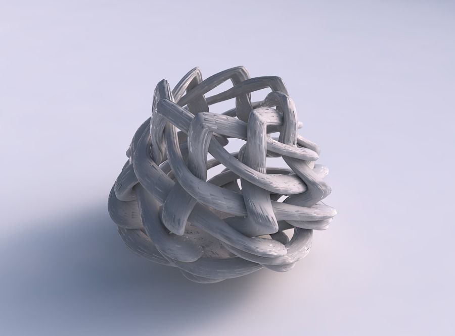 Vase sphericall with interlacing lattice and extruded lines o... 3D print model_0