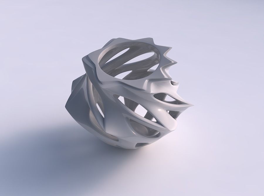Vase spherical with smooth cuts and spikes in the middle pimp... 3D print model_0