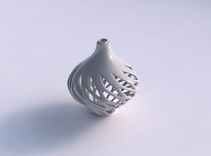 Vase spherical mid section with smooth cuts and extruded top ... 3D print model