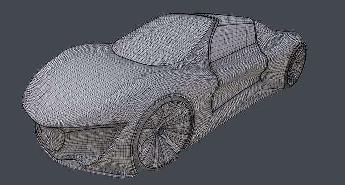 Electric Hybrid Coupe Car 3D model 4