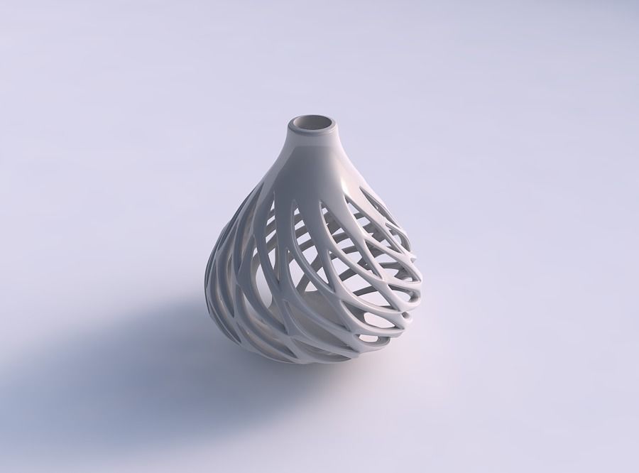 Vase spherical squeezed top with smooth cuts and extruded edg... 3D print model_0