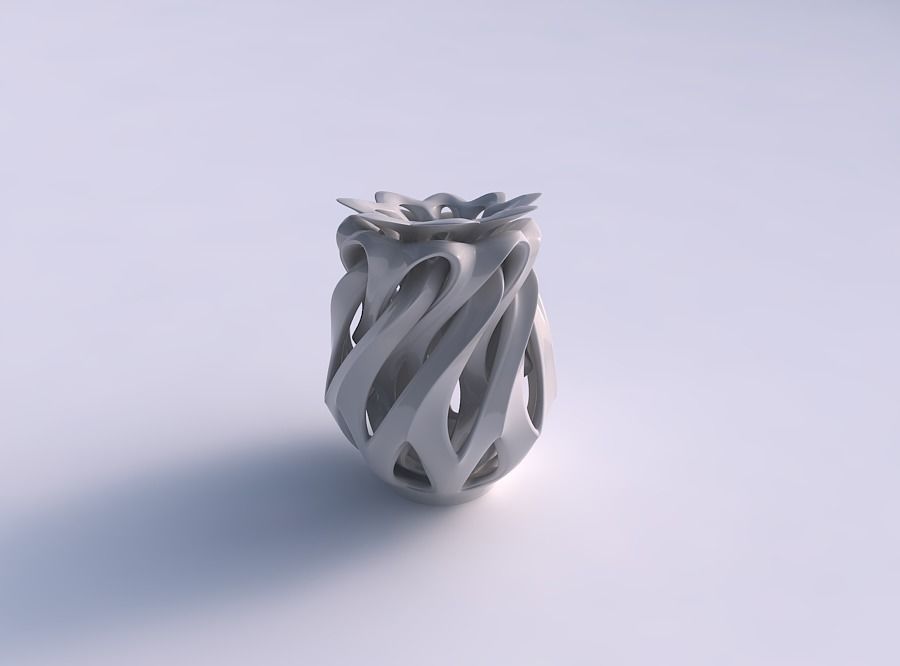 Vase spherical with intersection through cuts eccentric 3D print model_0
