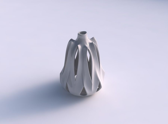 Vase spherical compressed with smooth cuts and extruded neck streched top