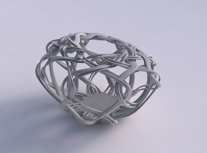 Vase spherical with interlacing lattice squeezed with streche... 3D print model