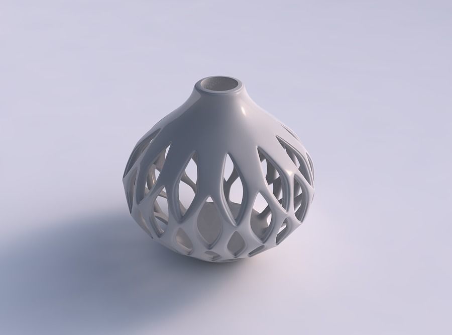 Vase spherical squeezed top with smooth cuts and extruded edg... 3D print model_0