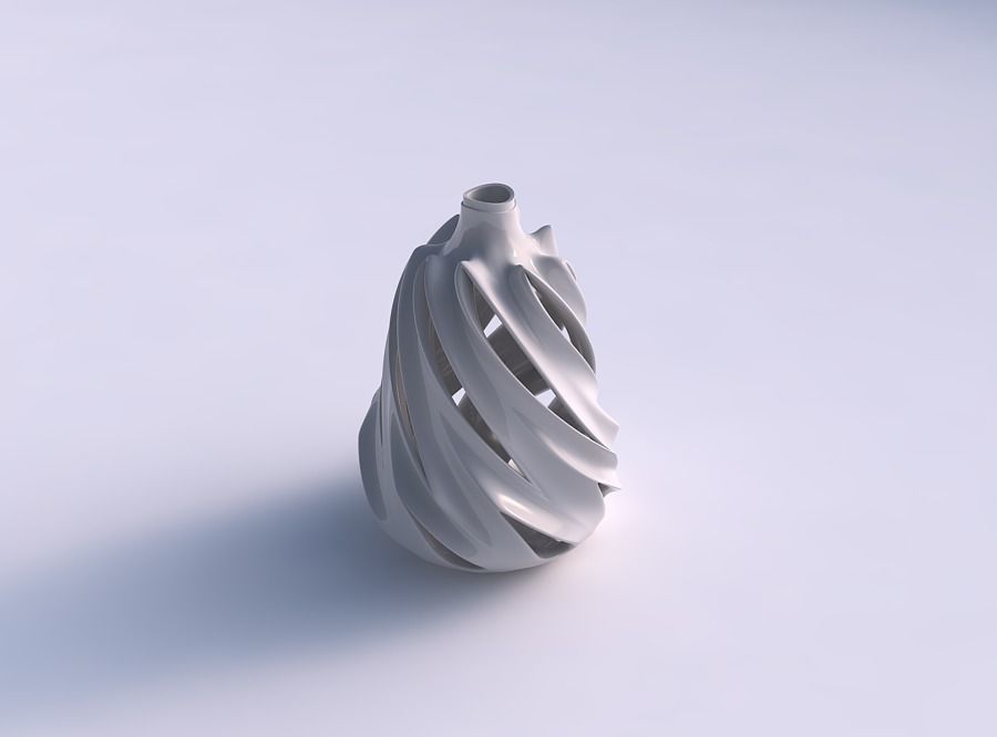 Vase spherical compressed with smooth cuts and extruded neck ... 3D print model_0