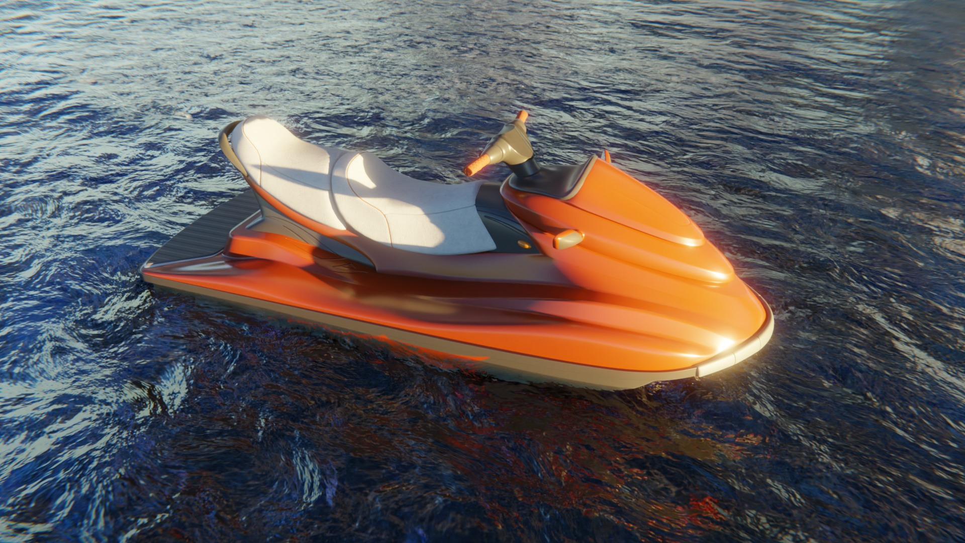 Jet Ski Low-poly 3D model_1