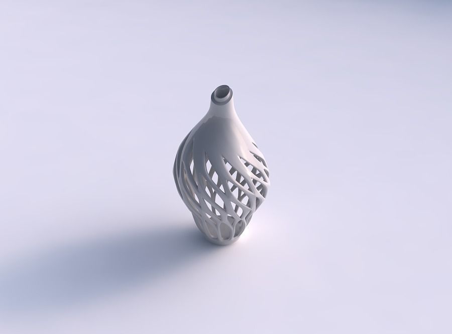 Vase spherical mid section with smooth cuts and extruded top ... 3D print model_0