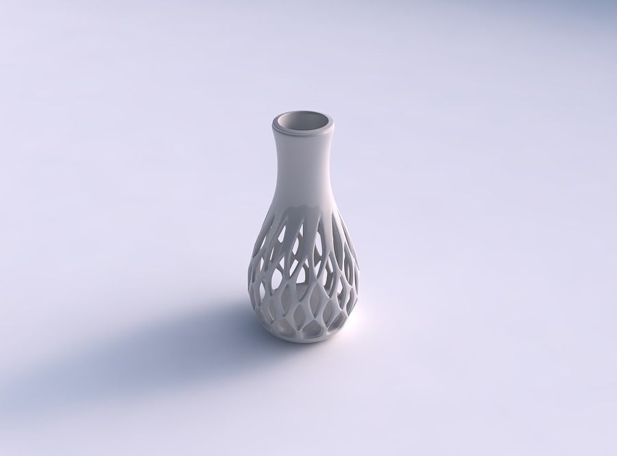 Vase spherical long neck with smooth beveled cuts and extrude... 3D print model_0