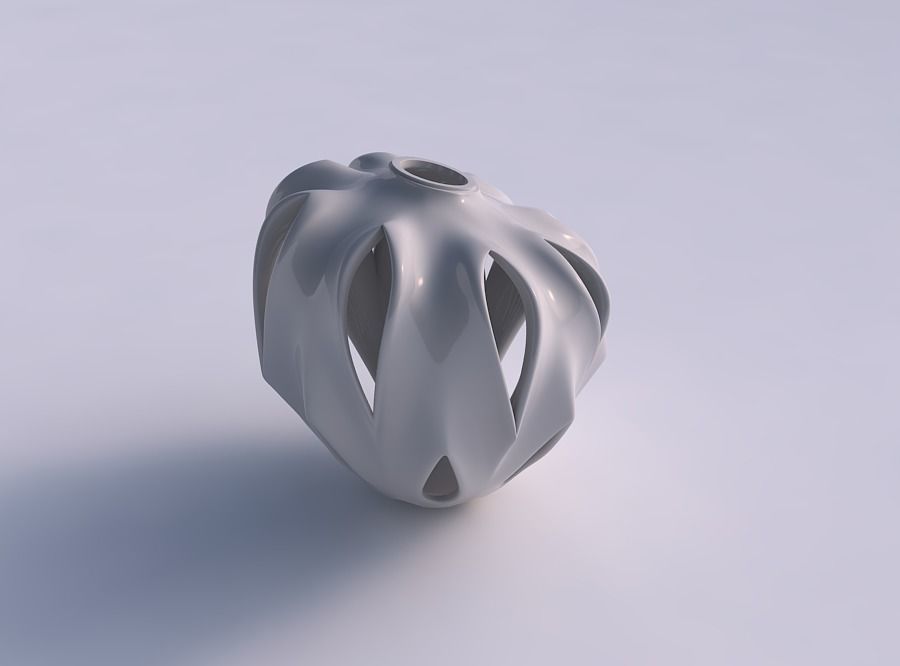 Vase spherical compressed with smooth cuts and extruded neck ... 3D print model_0