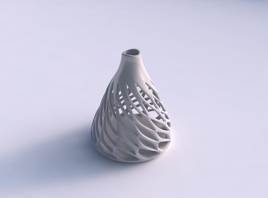 Vase spherical squeezed top with smooth cuts and extruded edg... 3D print model_0
