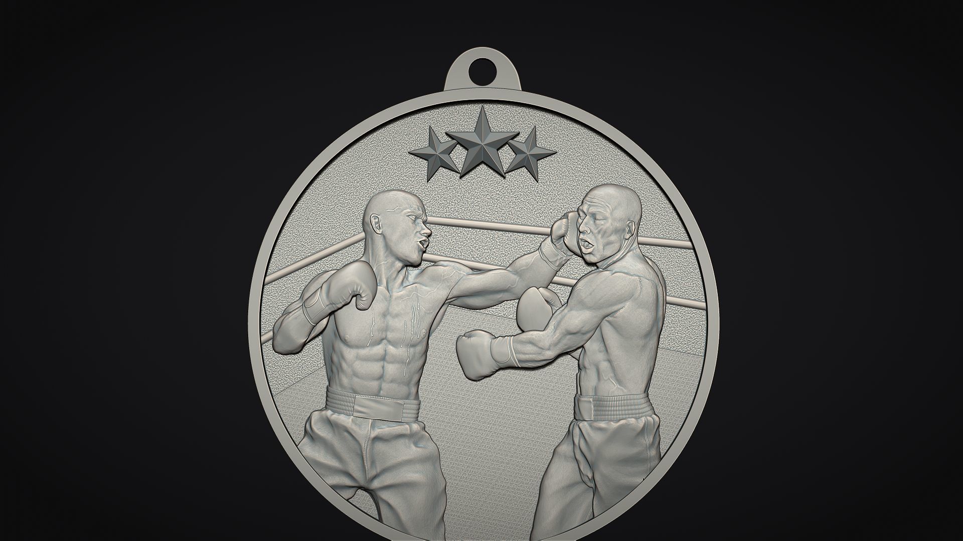 Boxing Medal 3D print model_3