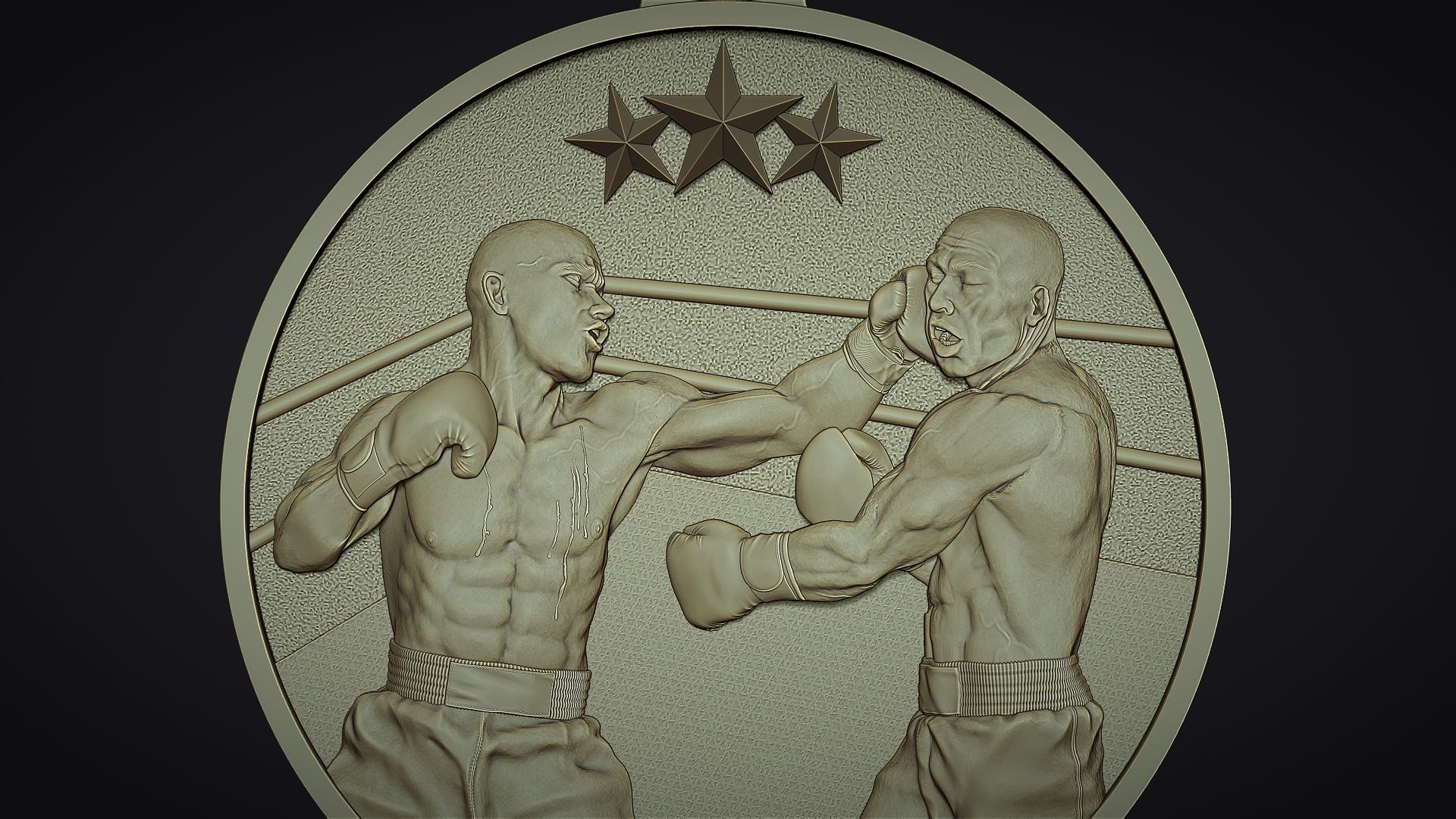 Boxing Medal 3D print model_5