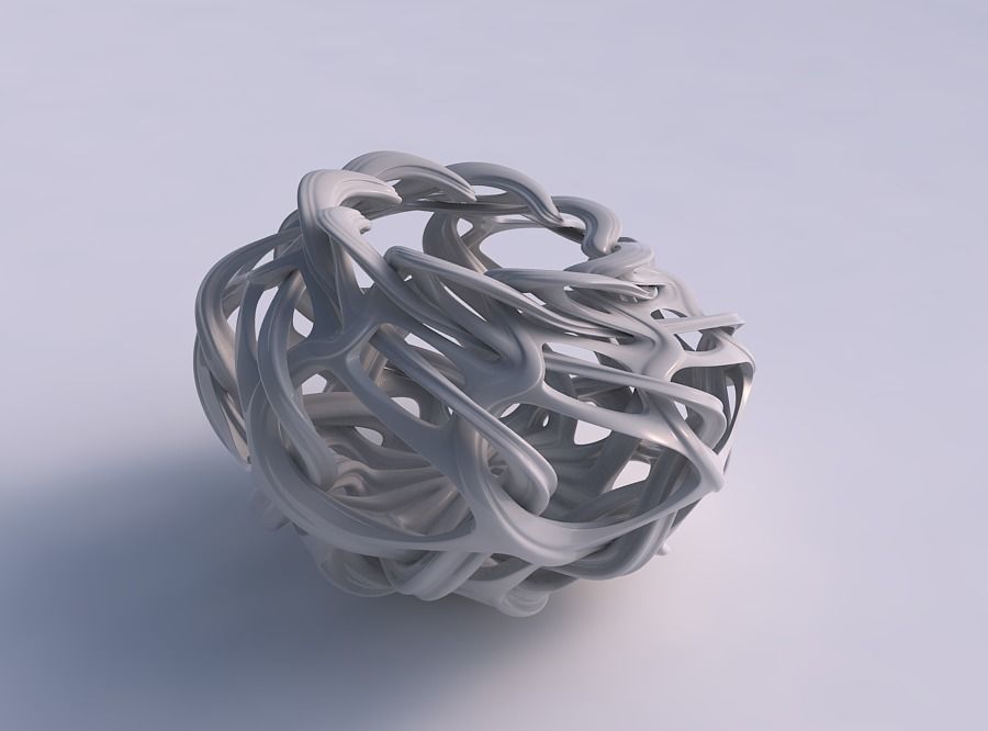 Vase spherical with interlacing lattice and imprinted lines s... 3D print model_0