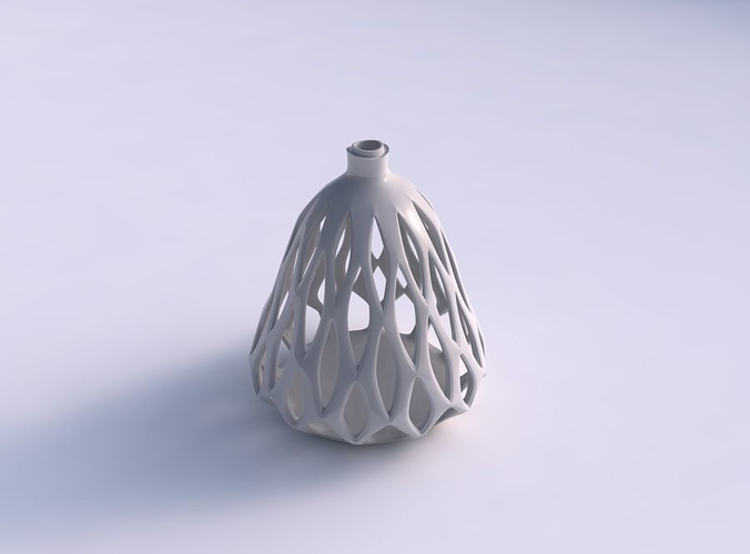 Vase spherical compressed with smooth beveled cuts and extruded top streched top