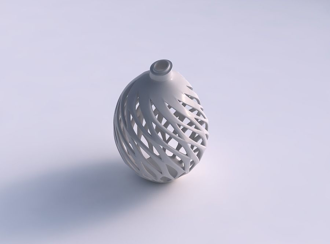 Vase spherical compressed with smooth beveled cuts and extruded top pimp up top