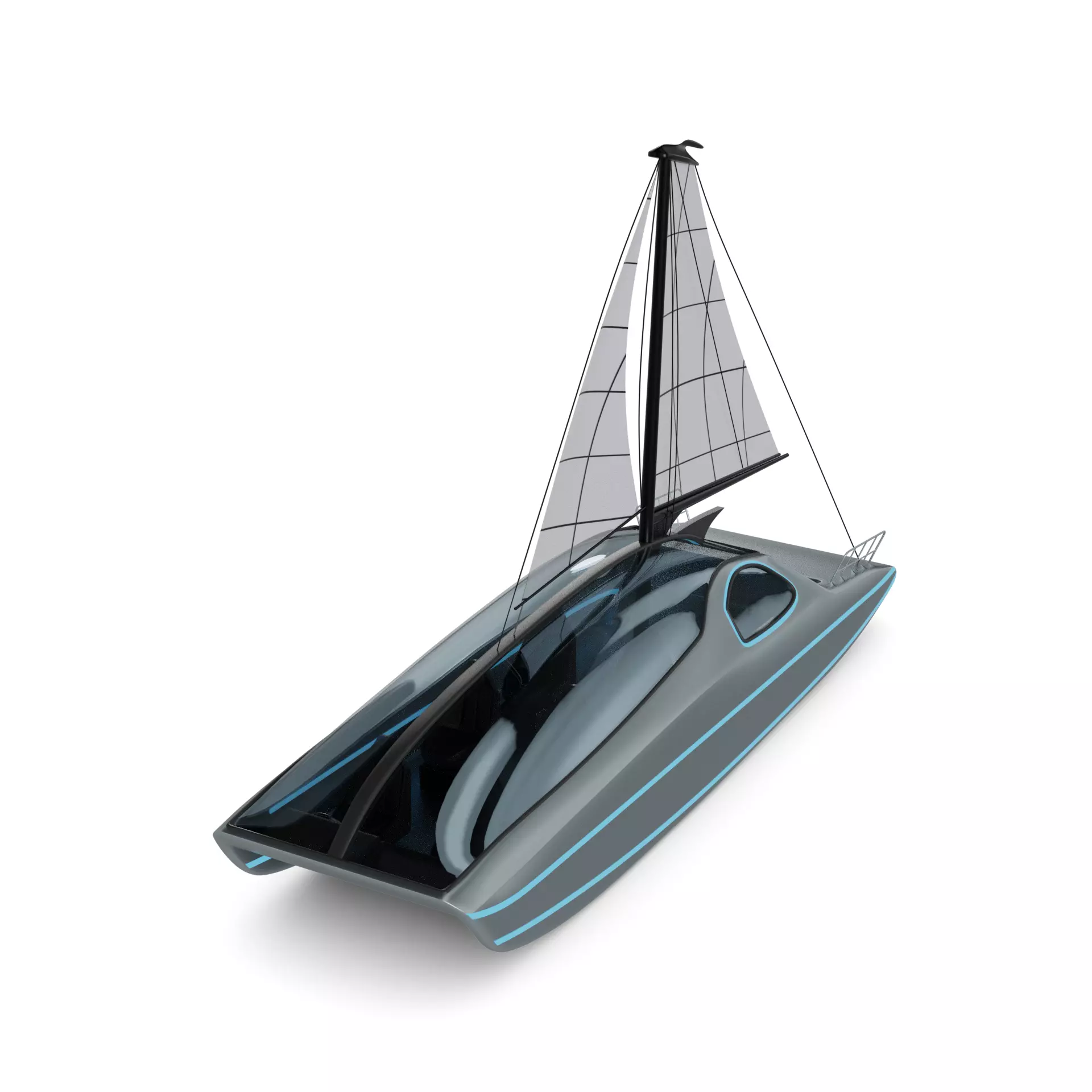 Electric Sailboat 3D model_0