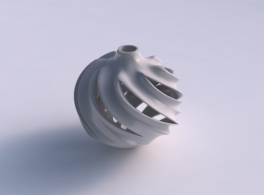 Vase spherical compressed with smooth cuts and extruded neck ... 3D print model_0