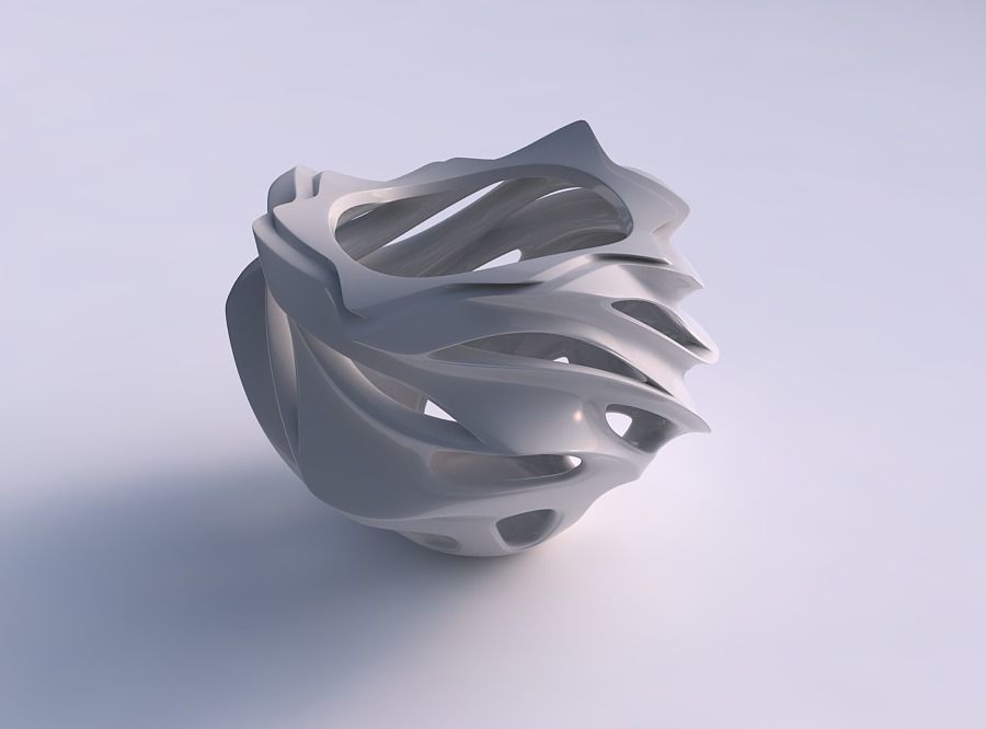 Vase spherical 2 with smooth cuts wavy top 3D print model_0