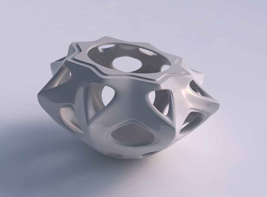 Vase spherical 2 with smooth cuts squeezed with streched top ... 3D print model_0