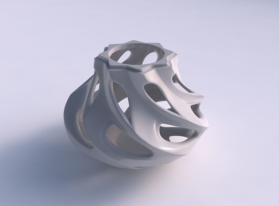 Vase spherical 2 with smooth cuts wide middle 3D print model_0