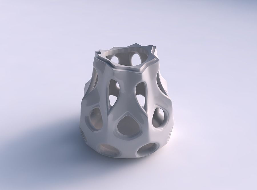 Vase spherical 2 with smooth cuts streched top 3D print model_0