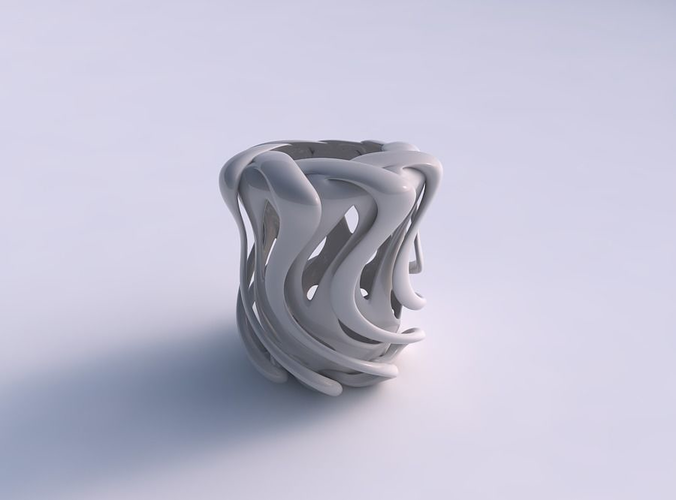 Vase spherical compressed double twisted with collapsed top eccentric