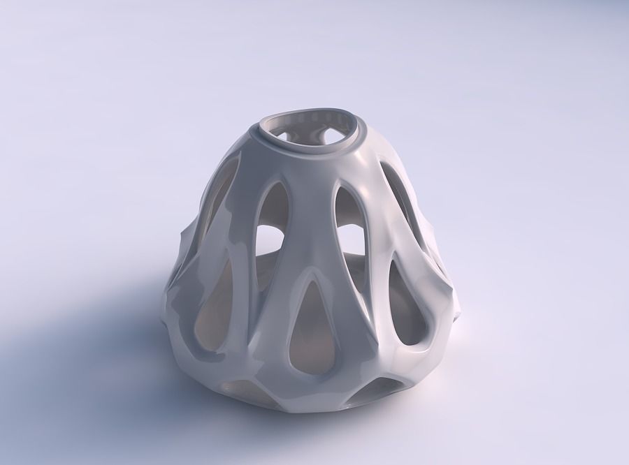 Vase spherical with smooth cuts and sharp edges streched top 3D print model_0