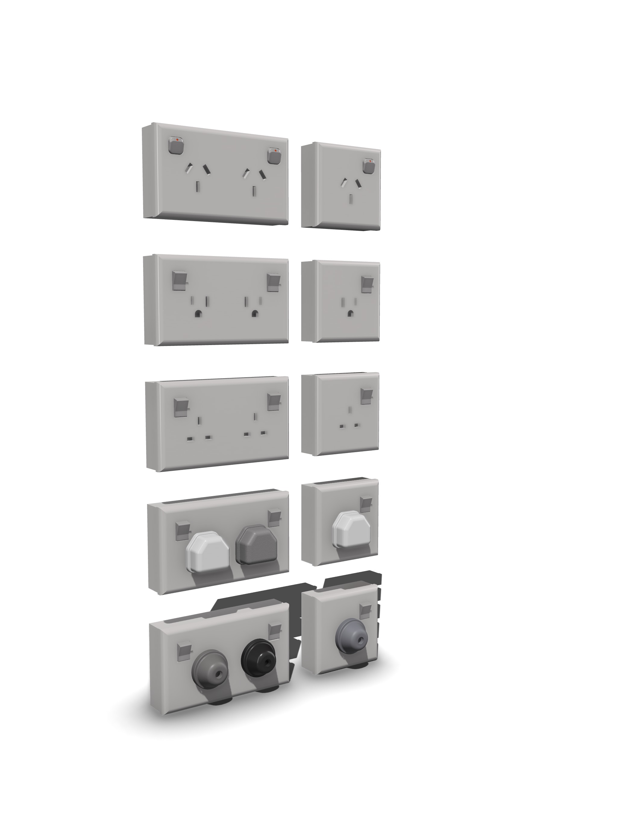 Diorama Electrical Plugs n Sockets x15 styles 3D print model_1