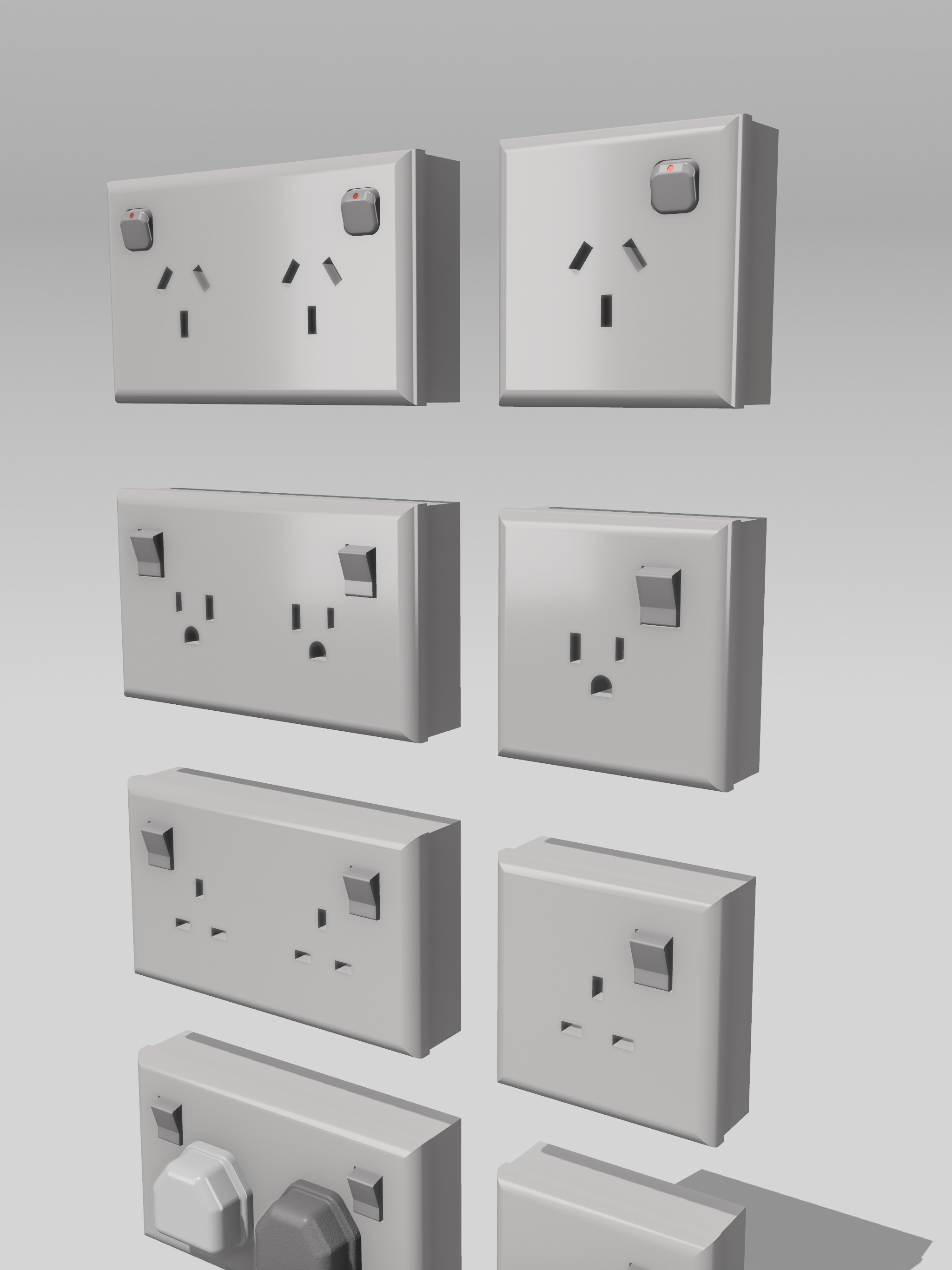 Diorama Electrical Plugs n Sockets x15 styles 3D print model_4