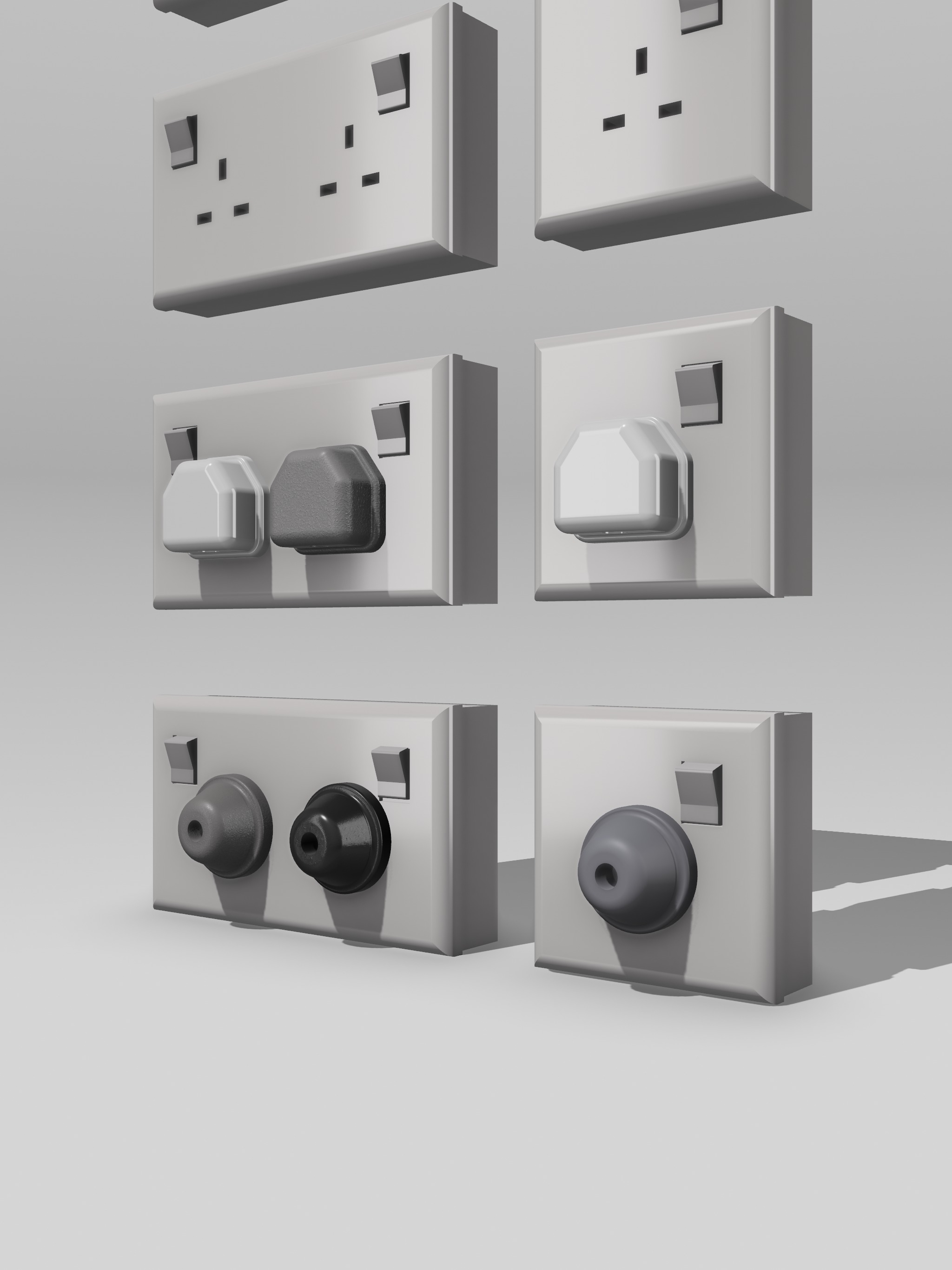 Diorama Electrical Plugs n Sockets x15 styles 3D print model_8
