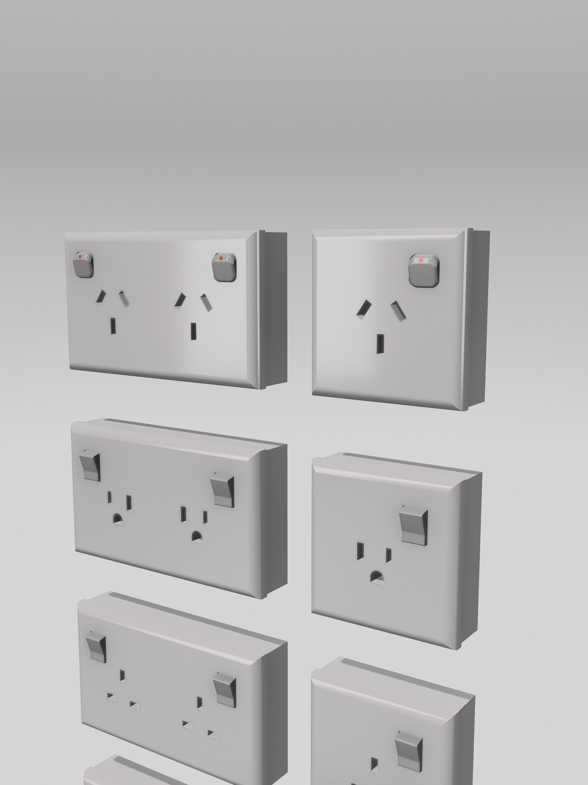 Diorama Electrical Plugs n Sockets x15 styles 3D print model_3