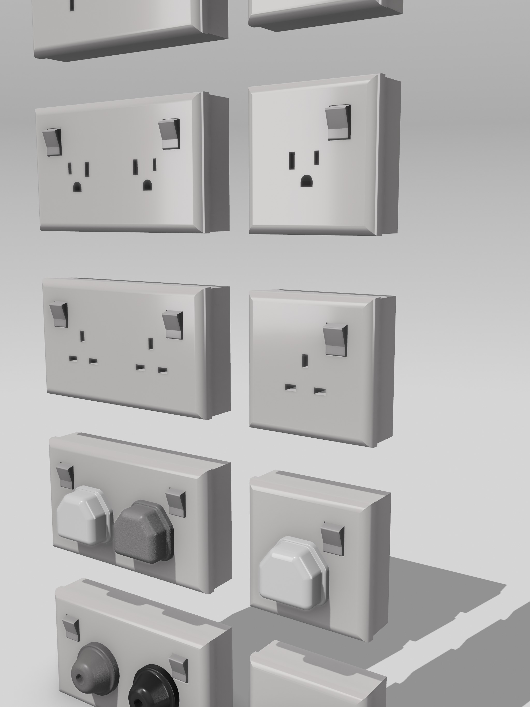 Diorama Electrical Plugs n Sockets x15 styles 3D print model_5