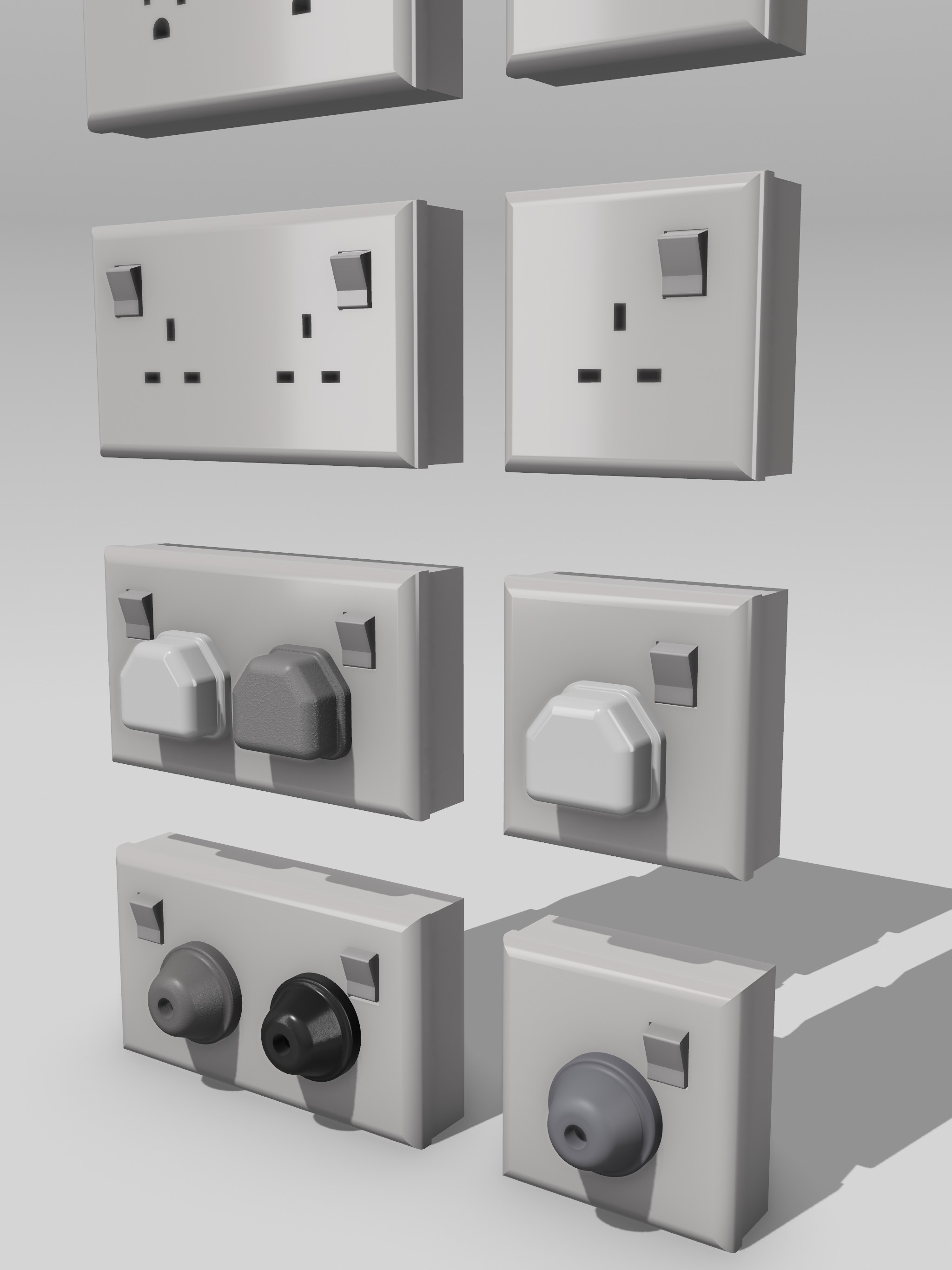 Diorama Electrical Plugs n Sockets x15 styles 3D print model_6