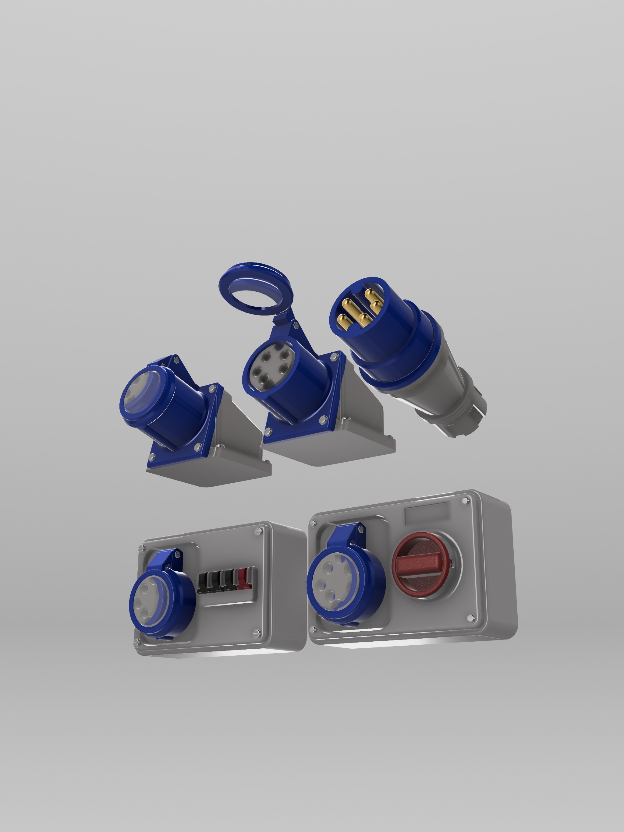 Diorama Electrical Plugs n Sockets x15 styles 3D print model_14