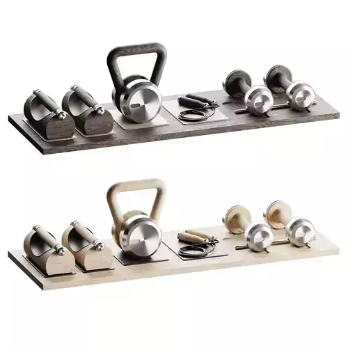 PENT DEHA Small set of fitness equipment on a wooden stand