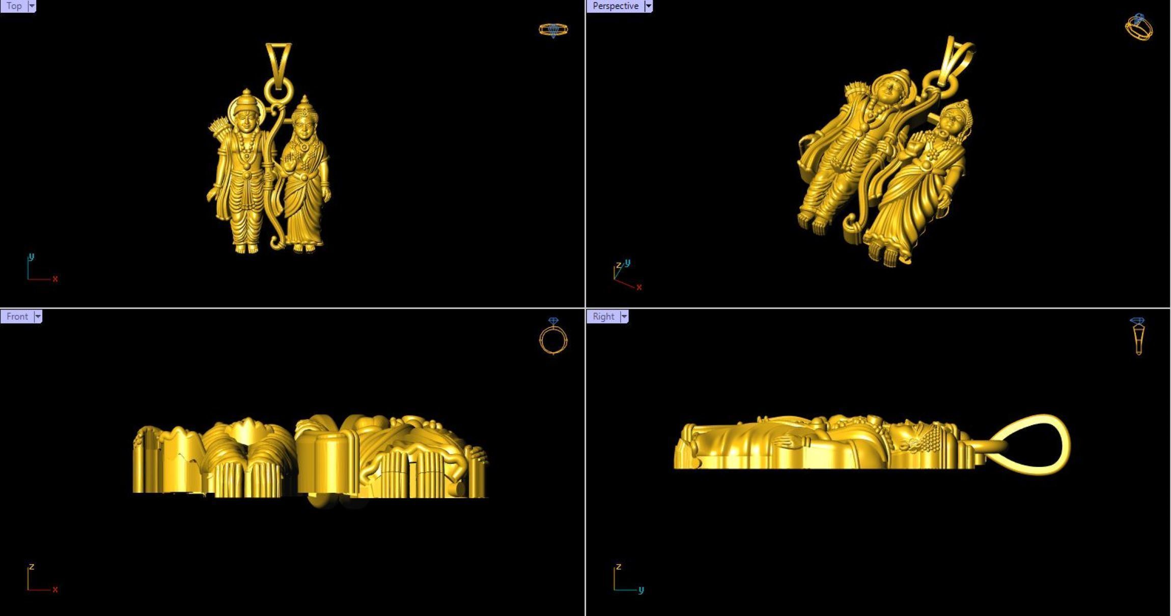Sita Ram 3D Print Pendant File - 0046 3D print model_2
