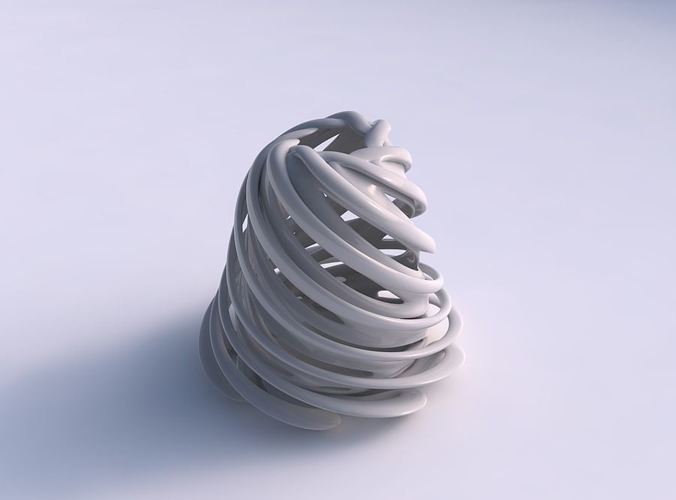 Vase spherical compressed double twisted with collapsed top twisted and streched top
