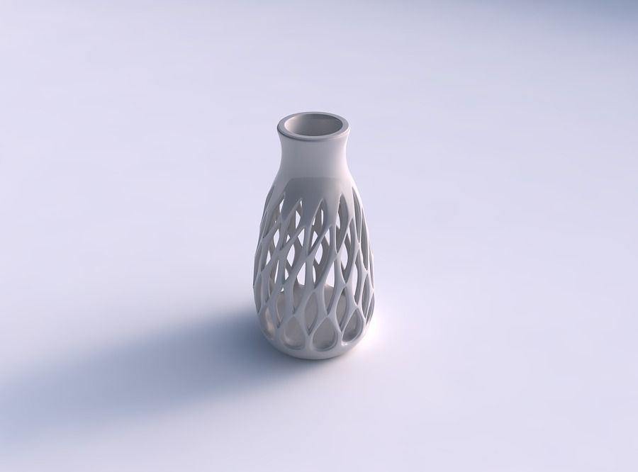 Vase spherical with smooth beveled cuts and high neck widened... 3D print model_0