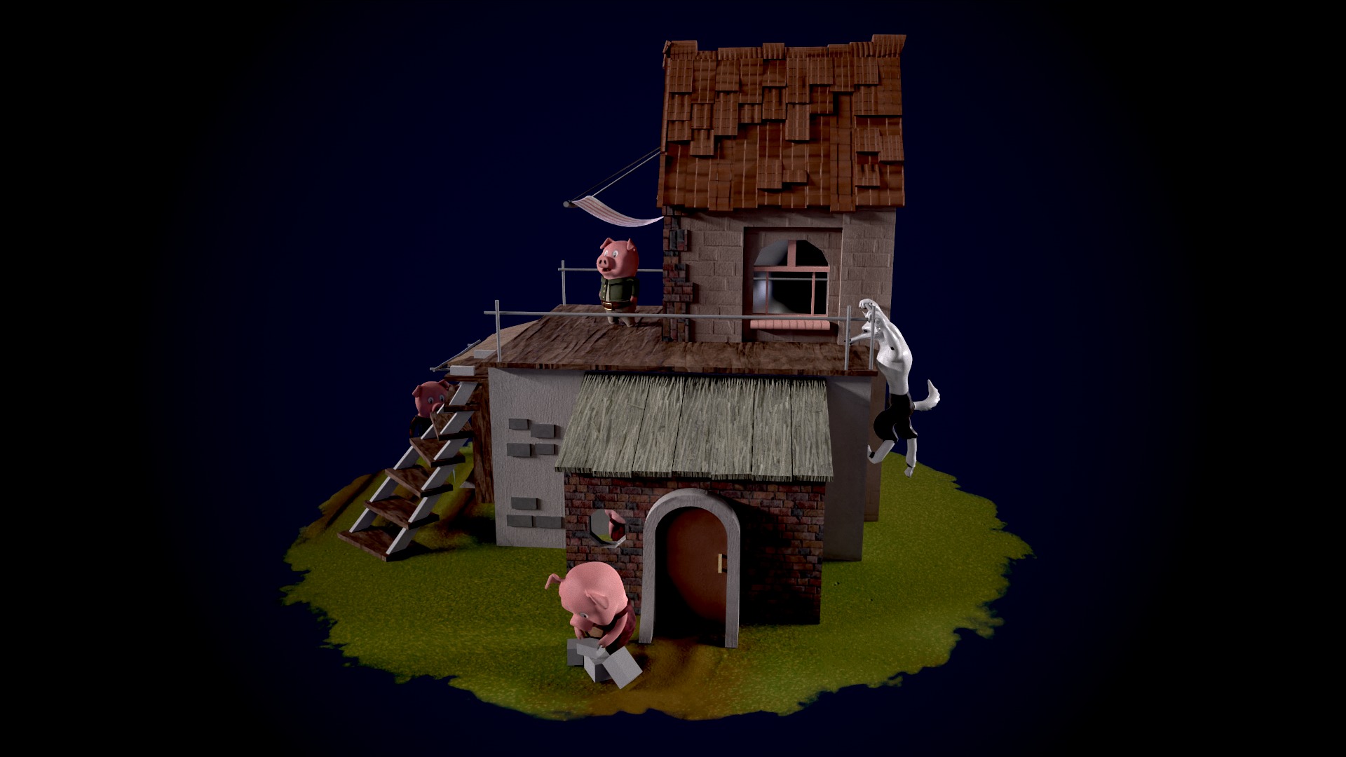 The Three Little Pigs - Fairy Tale Low-poly 3D model_2