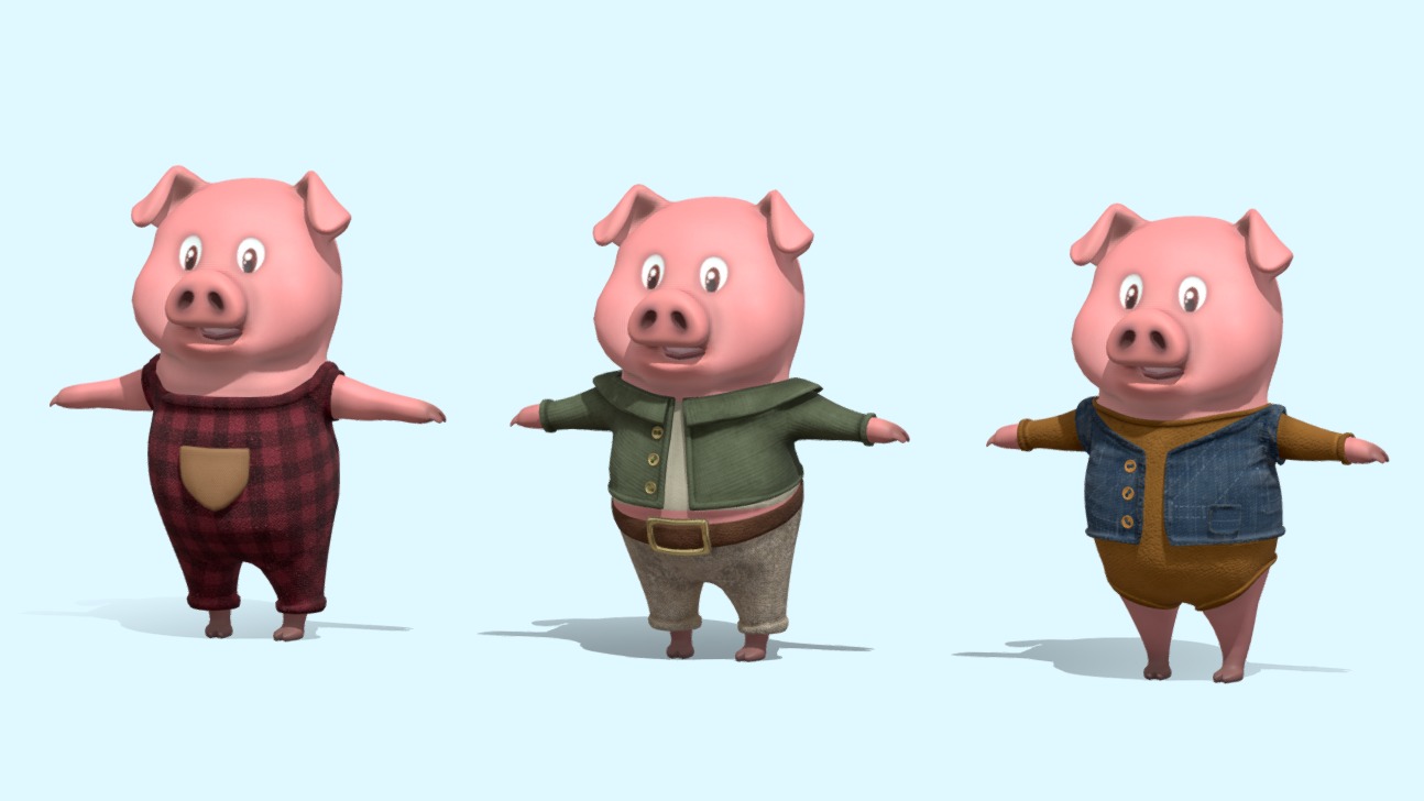 The Three Little Pigs - Fairy Tale Low-poly 3D model_8